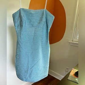 Light blue mini party dress - shiny